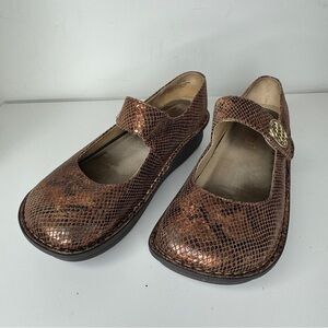 Alegria Snakeskin Mary Jane Flats Shoes 39